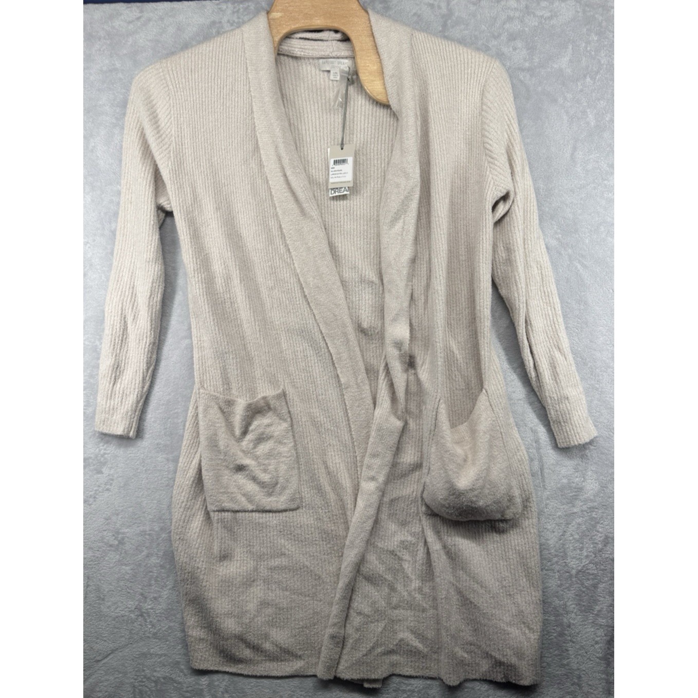 Barefoot Dreams Cozychic Lite Ribbed Robe Silver Pearl Women's L/Xl Nwt